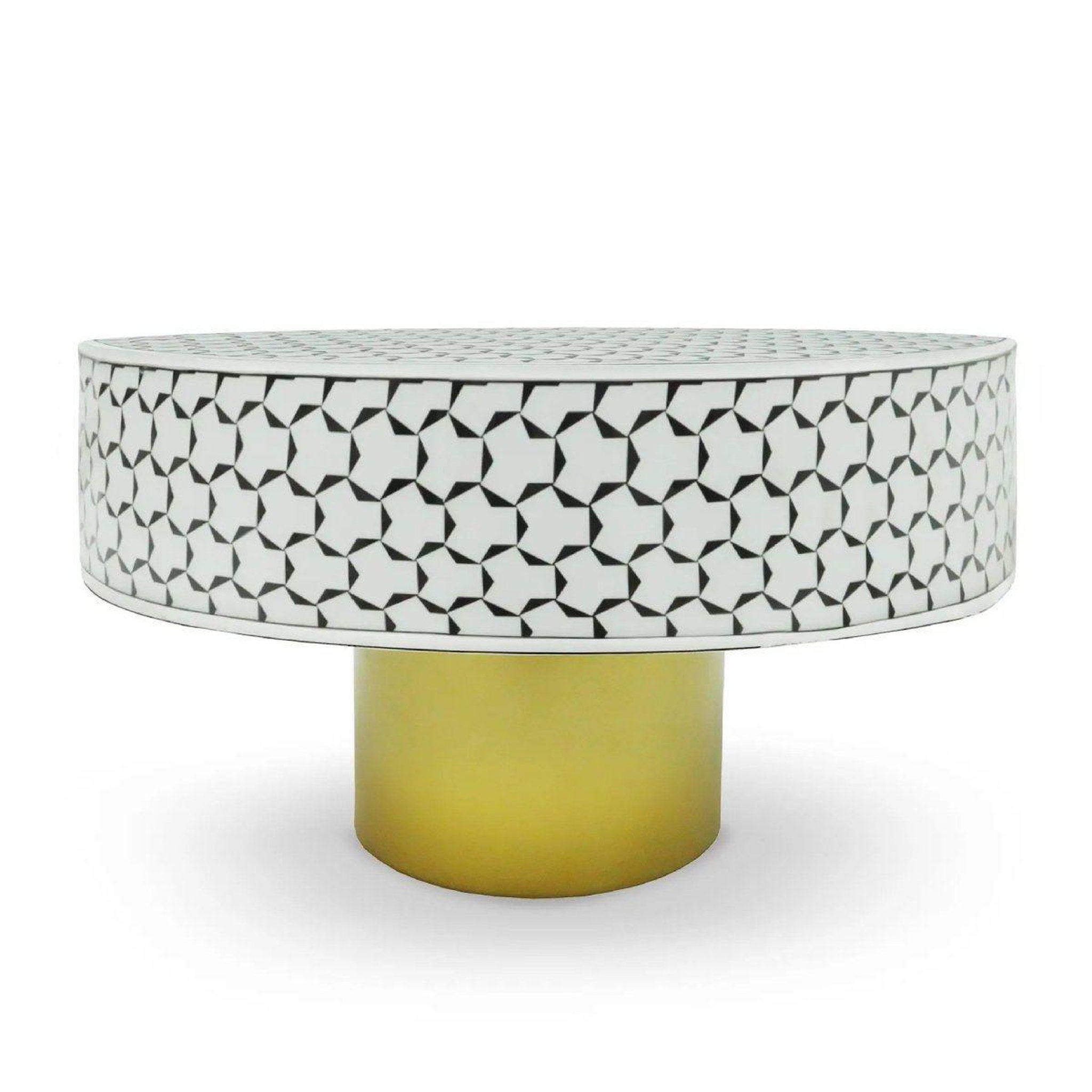 Voir la diapositive 1 : Paris Prix Table Basse Ronde  Géométrique  71cm Noir & Blanc