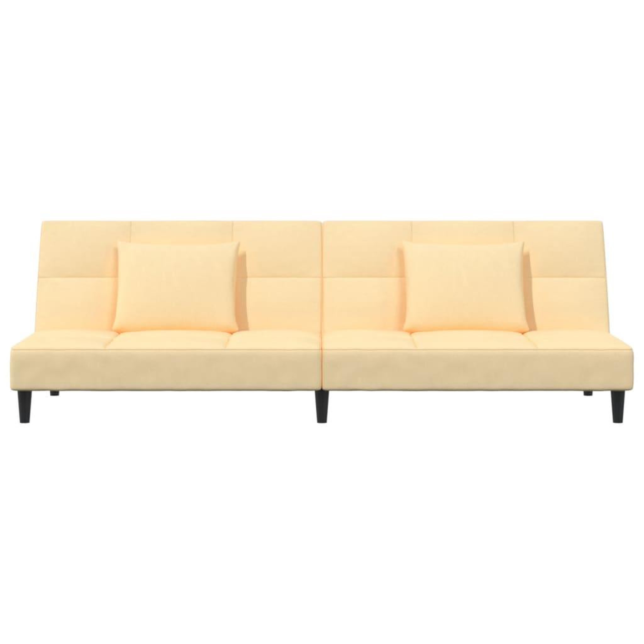 Voir la diapositive 5 : VIDAXL Canape-lit a 2 places avec deux oreillers creme velours