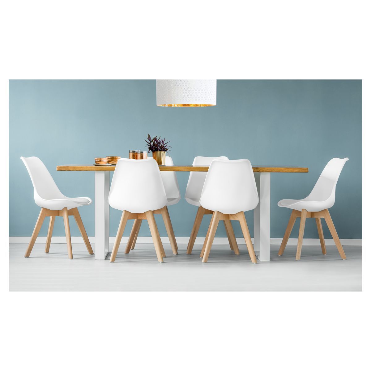 Lot de 6 chaises pieds bois massif LYDIA