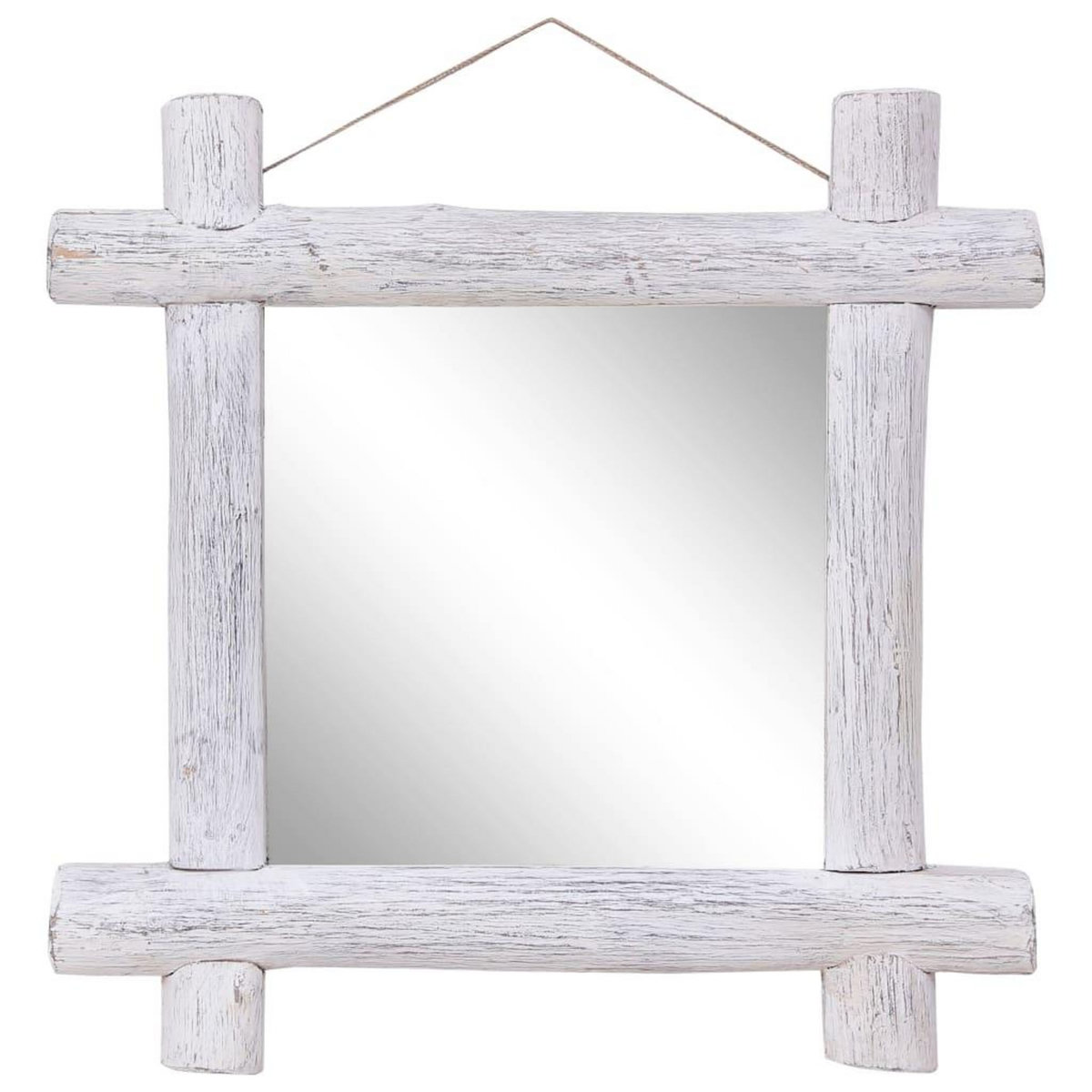 VIDAXL Miroir a buches Blanc 70x70 cm Bois de recuperation massif