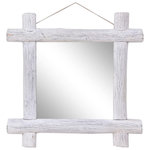 VIDAXL Miroir a buches Blanc 70x70 cm Bois de recuperation massif