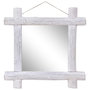 Voir la diapositive 1 : VIDAXL Miroir a buches Blanc 70x70 cm Bois de recuperation massif