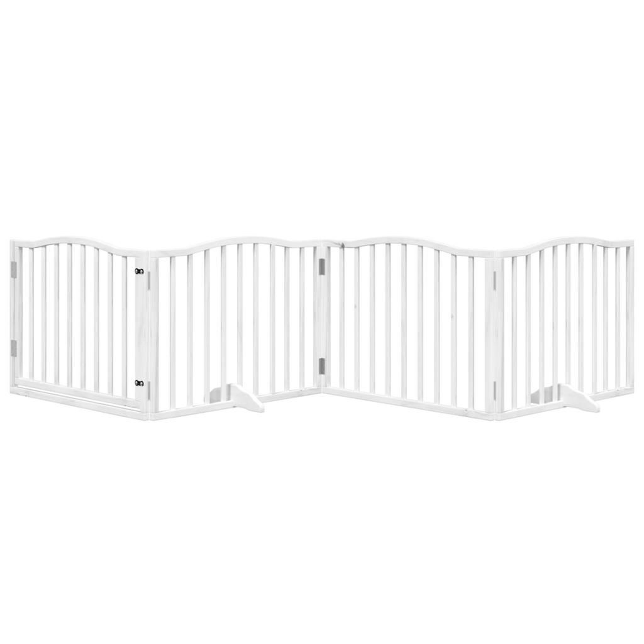 Voir la diapositive 3 : VIDAXL Barriere pour chiens et porte 4 panneaux blanc bois de peuplier