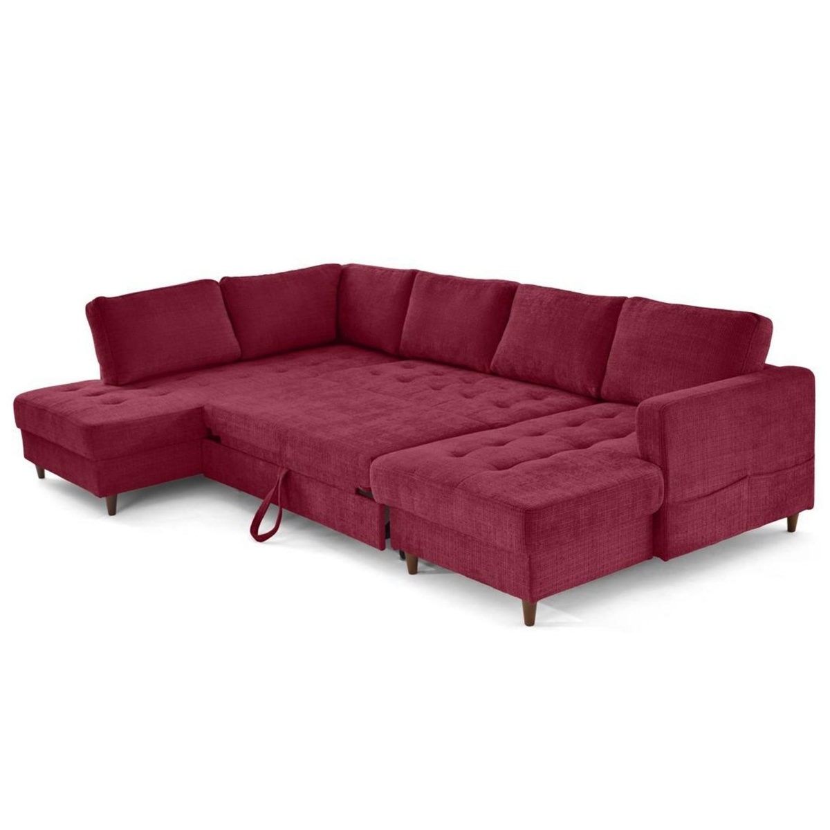 LISA DESIGN Anna - canapé panoramique d'angle gauche 7 places convertible avec coffre en velours texturé