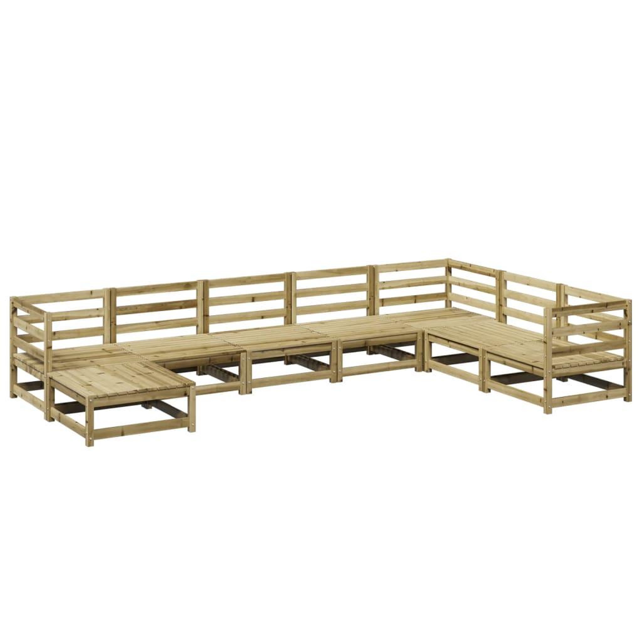 Voir la diapositive 1 : VIDAXL Salon de jardin 8 pcs bois de pin impregne