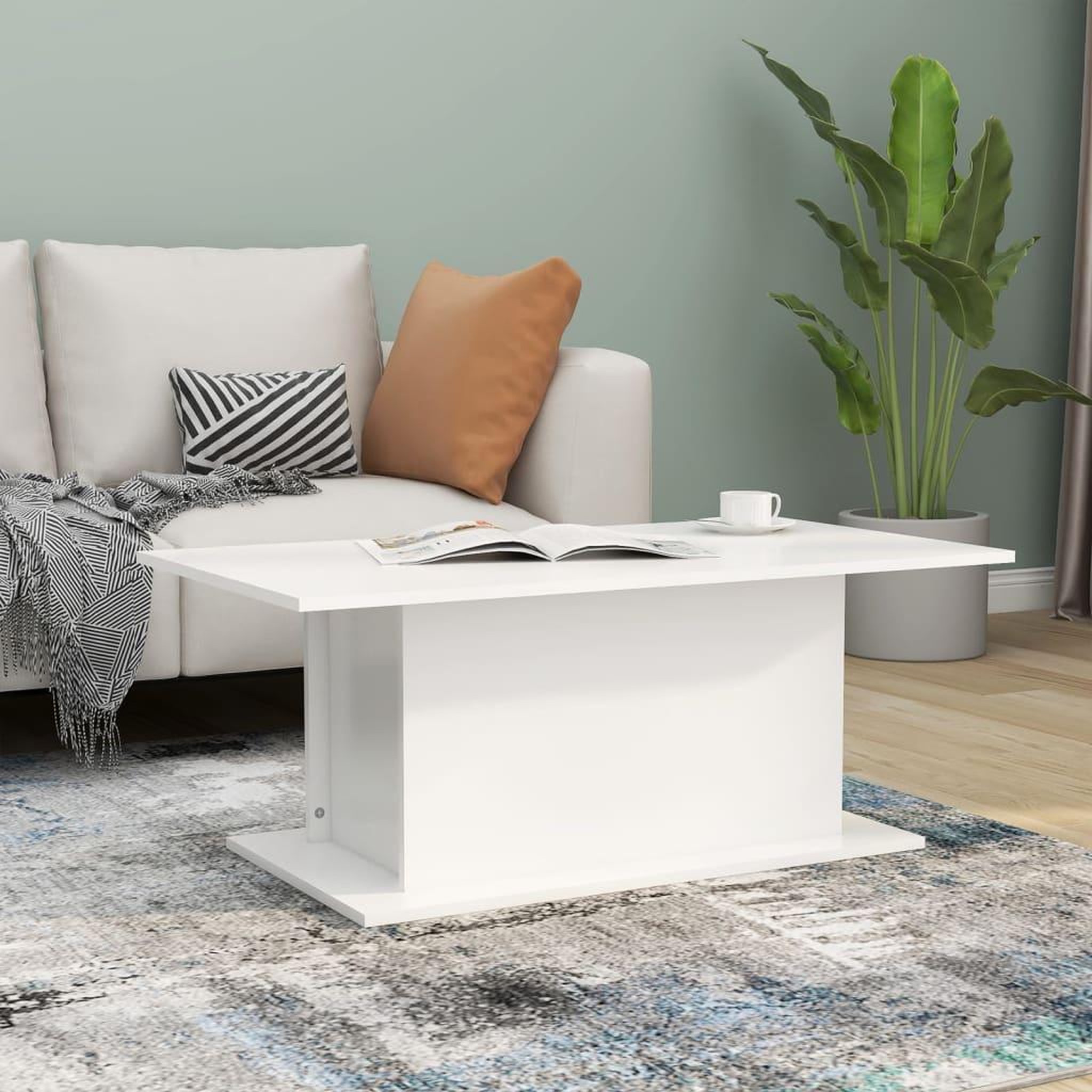Voir la diapositive 1 : VIDAXL Table basse blanc 102x55,5x40 cm bois d'ingenierie