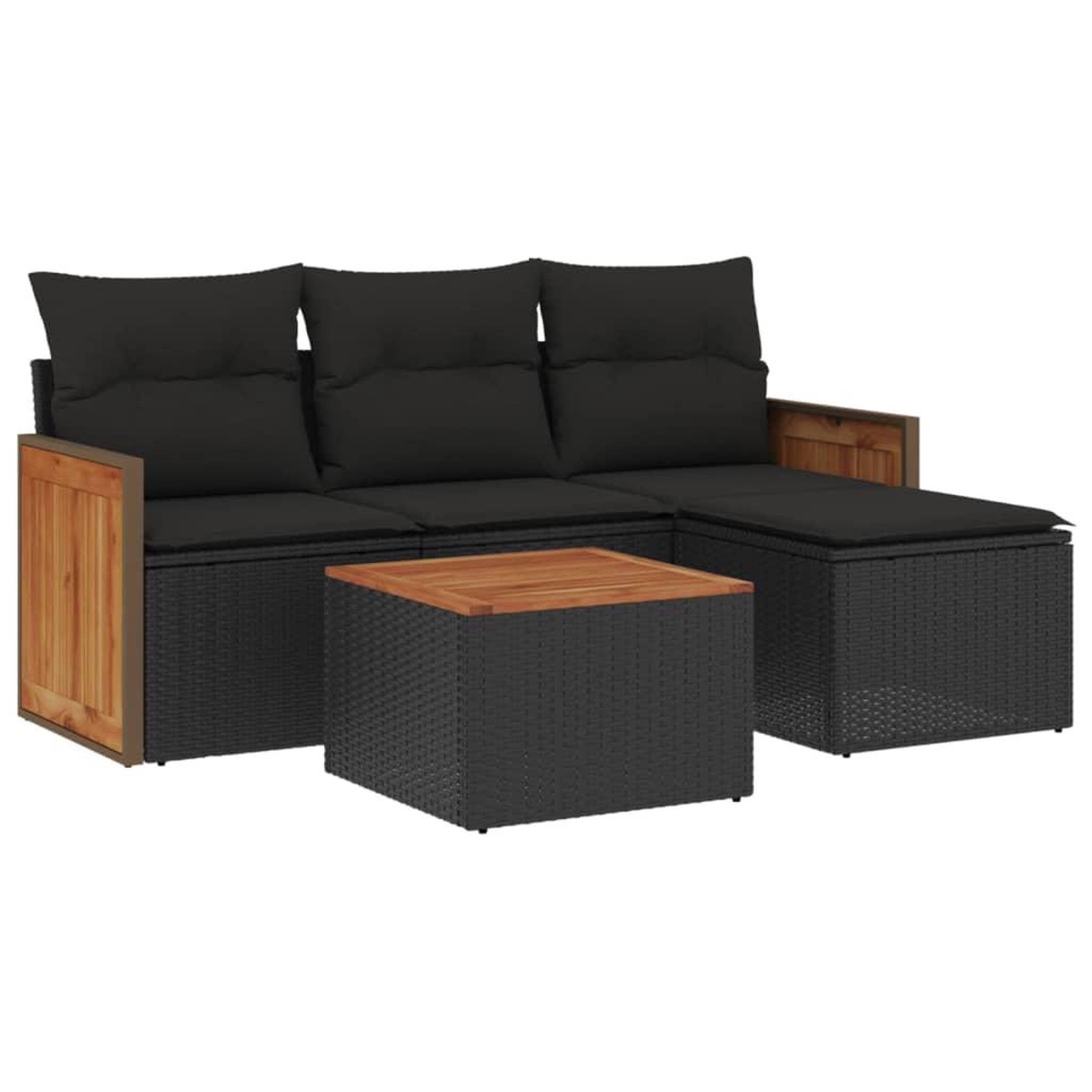 Voir la diapositive 2 : VIDAXL Salon de jardin 5 pcs avec coussins noir resine tressee