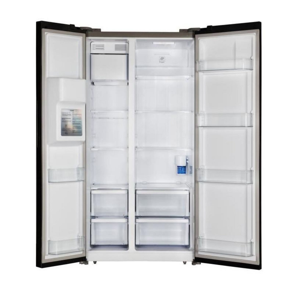 CONTINENTAL EDISON Réfrigérateur américain 556L - Total No Frost - distributeur d'eau et de glaçons - Classe E -moteur inverter - noir