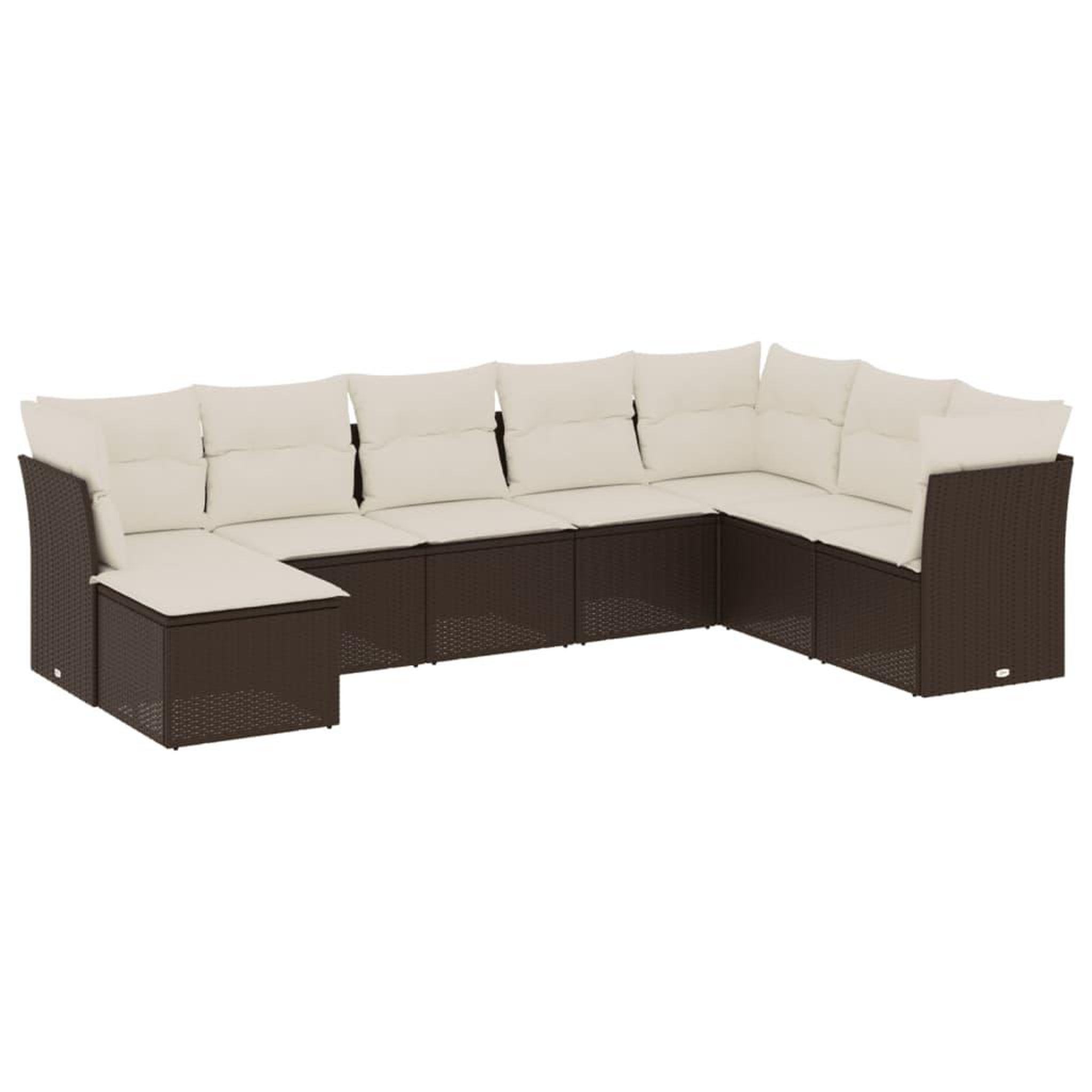 Voir la diapositive 2 : VIDAXL Salon de jardin 8 pcs avec coussins marron resine tressee