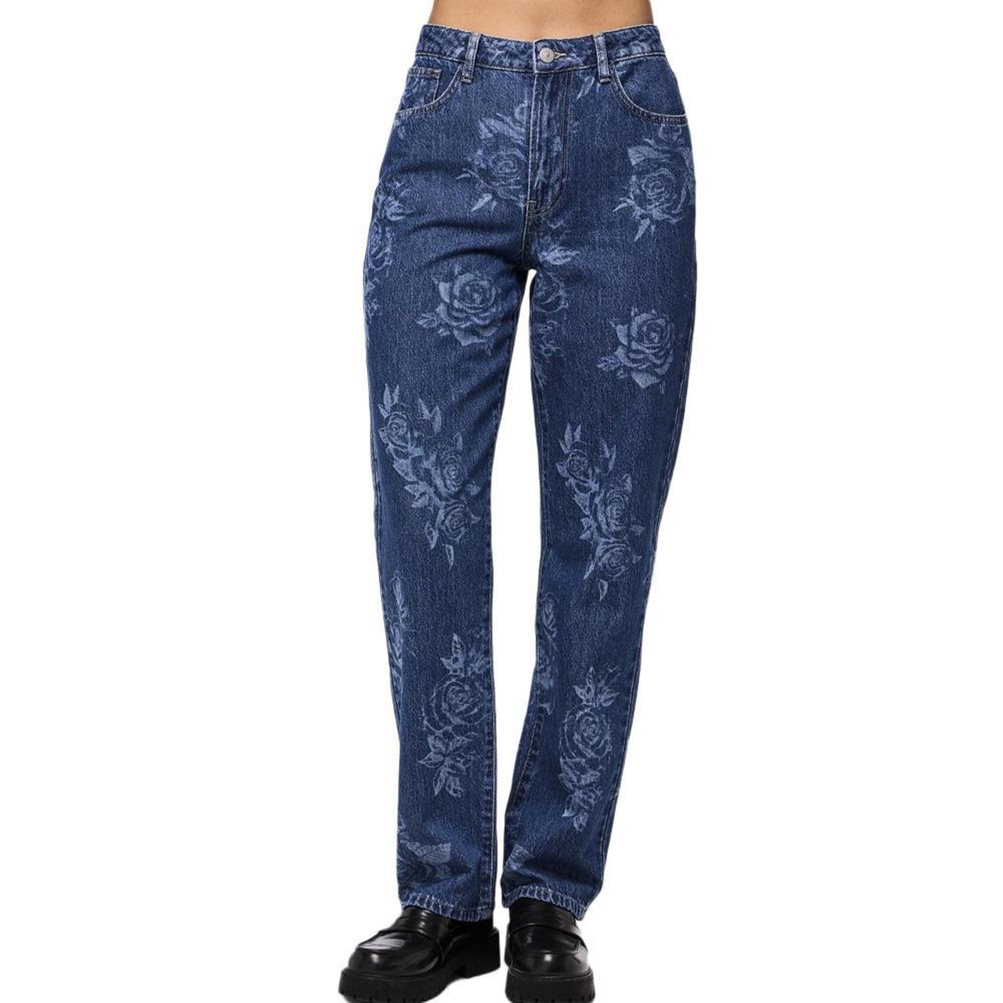 Pieces Jean Droit  Femme Pieces Flora. Coloris disponibles : Bleu