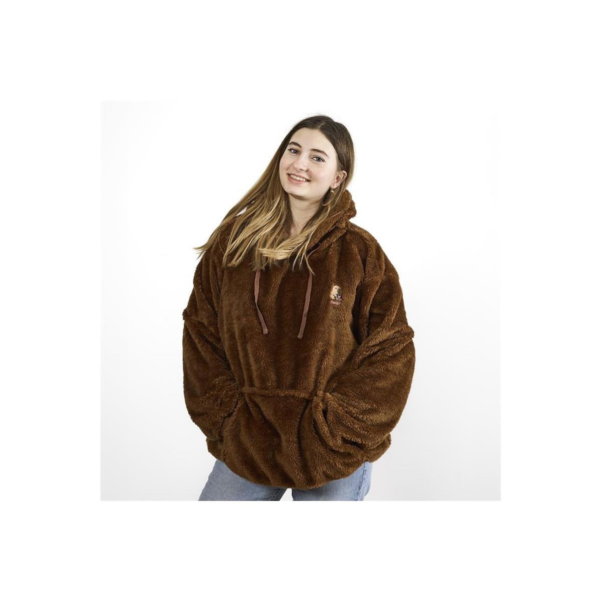 Paris Prix Plaid Sweat à Capuche  Capybara  105cm Marron