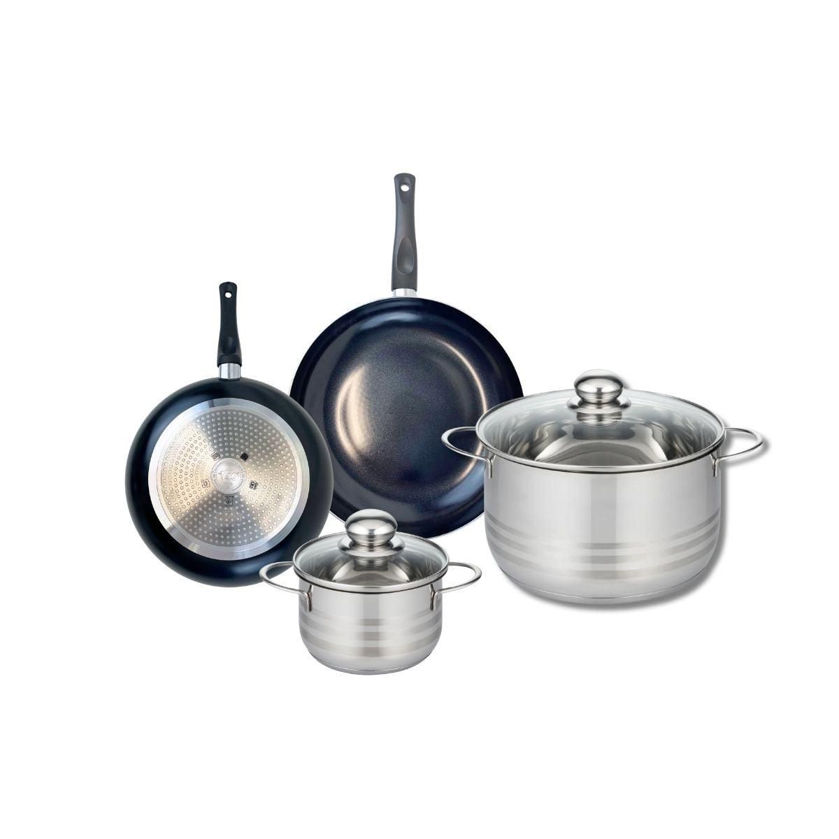 ELO Ensemble de 2 Poêles de cuisson 20 et 24 cm et 2 faitouts 14 et 24 cm Elo Prima Brillant