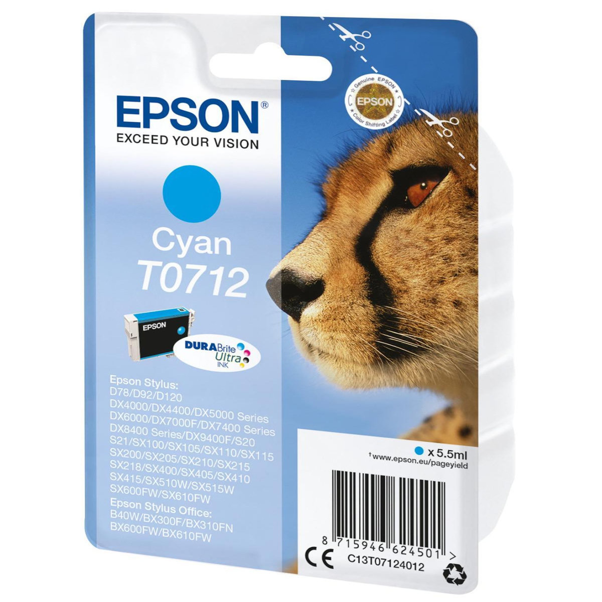 Epson EPSON Cartouche T0712 - Guepard - Cyan
