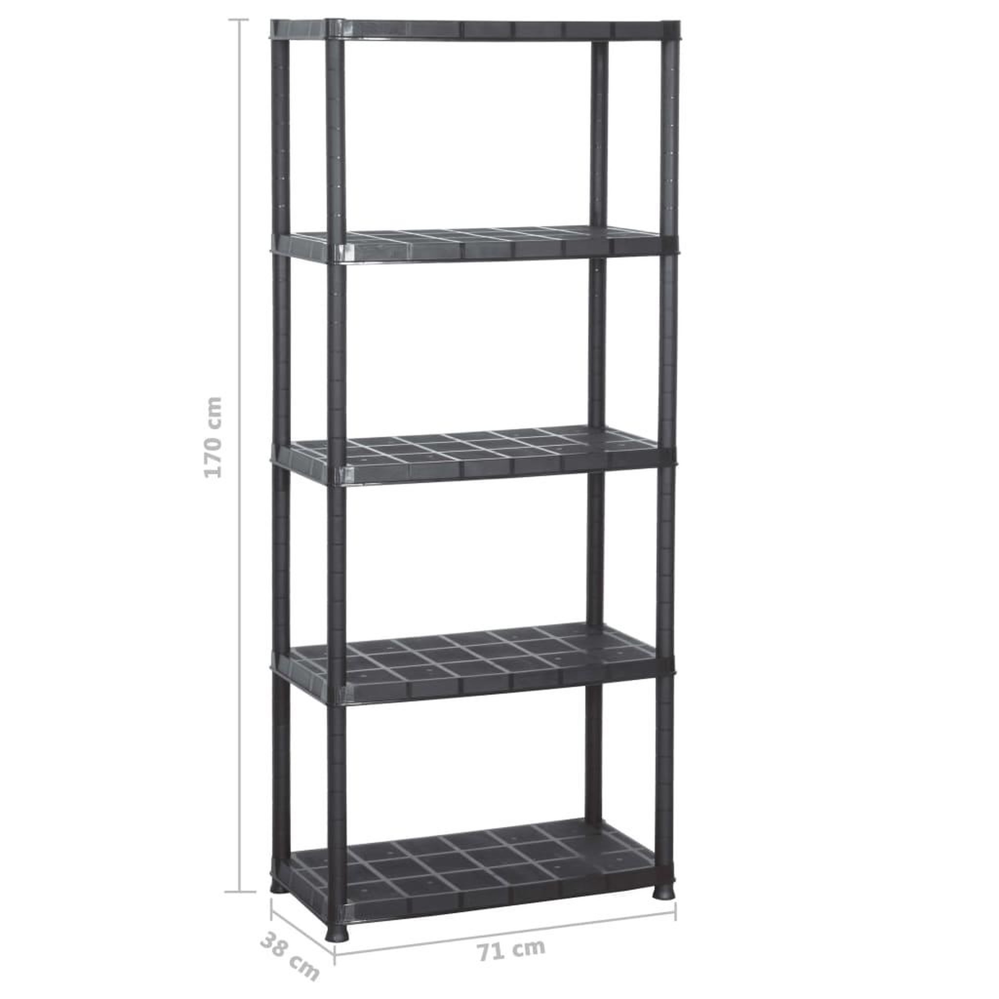 Voir la diapositive 6 : VIDAXL Etagere de rangement a 5 niveaux Noir 71x38x170 cm Plastique