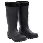 VIDAXL Bottes de pluie avec chaussettes amovibles noir taille 41 PVC