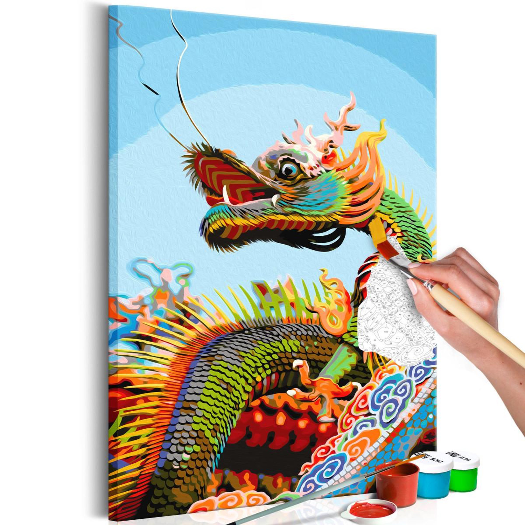 Voir la diapositive 1 : Paris Prix Tableau à Peindre Soi-Même  Colourful Dragon  40x60cm
