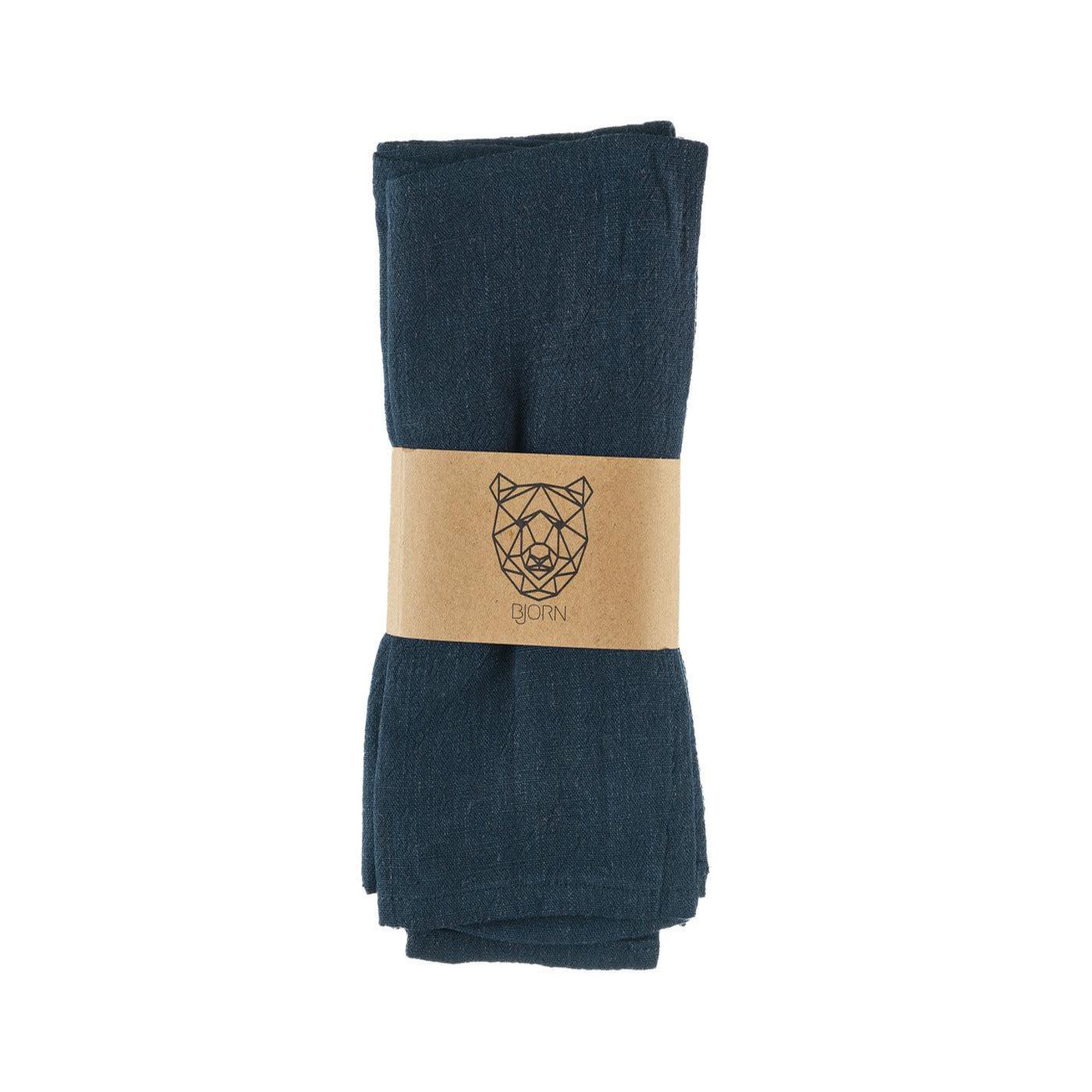 Voir la diapositive 5 : BJORN Serviette de table - 6 pièces - Lin et coton bleu nuit