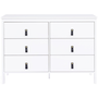 Voir la diapositive 3 : ID MARKET Commode 6 tiroirs MILANO 115 cm bois blanc avec poignée languette noire