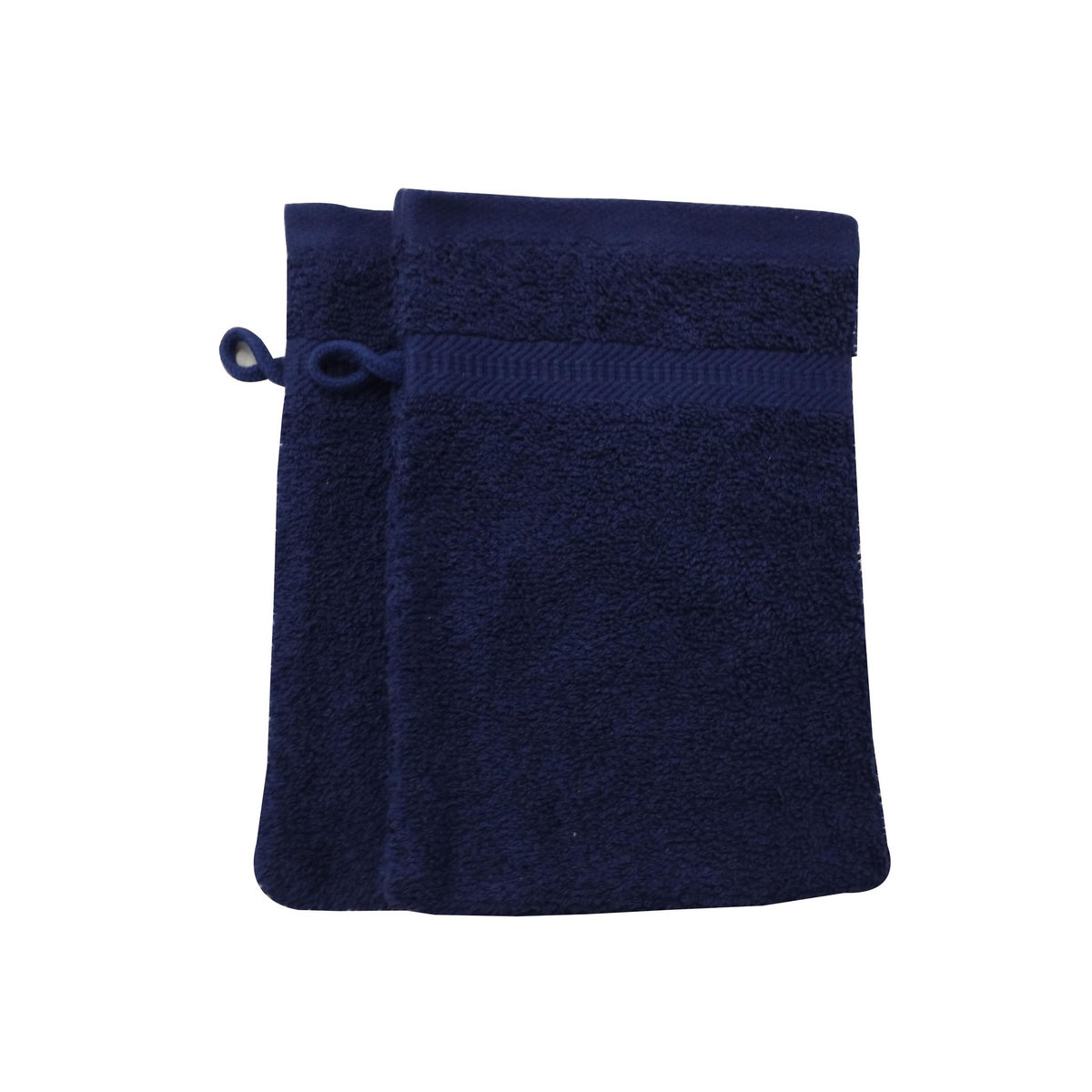 Lot de 2 gants de toilette uni en coton 450 g/m²