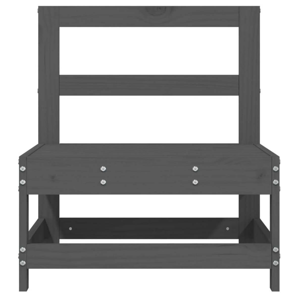 VIDAXL Canape central de jardin gris bois de pin massif