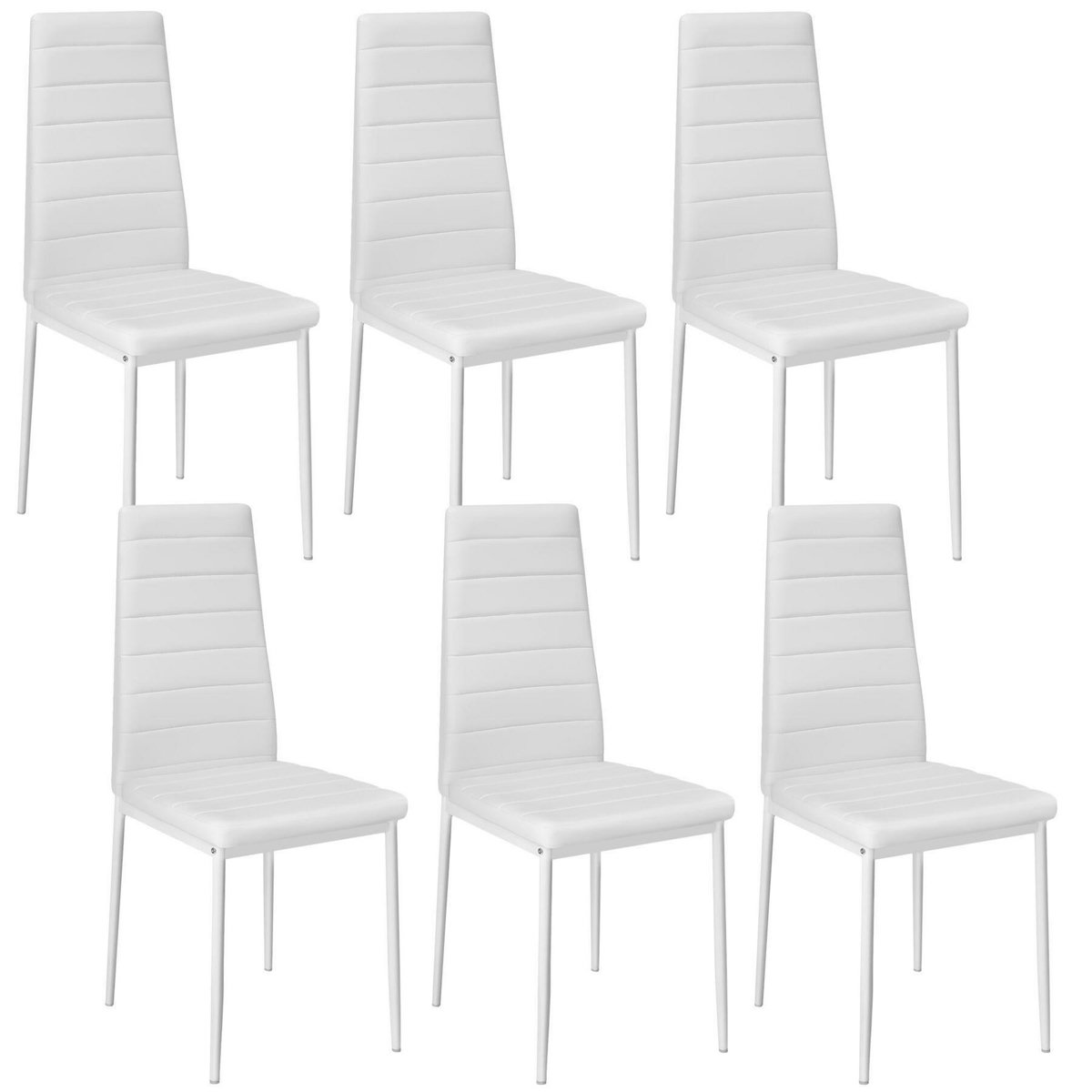 tectake Ensemble de chaises de salle à manger rembourrées avec revêtement aspect cuir blanc Lot de 6