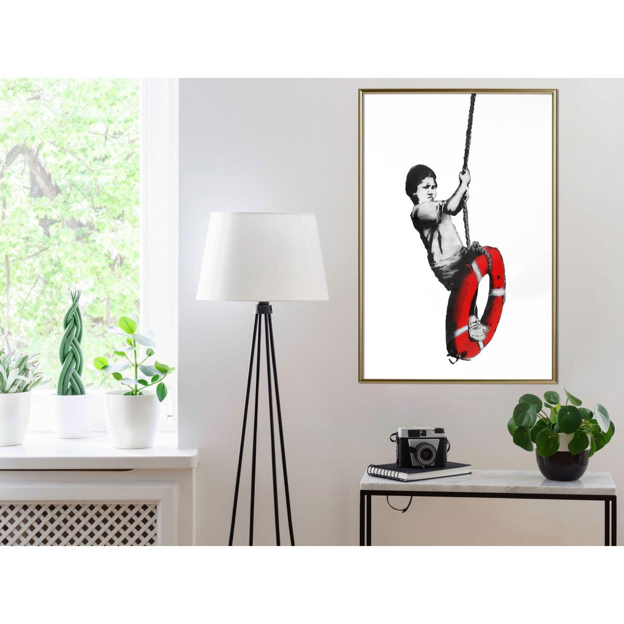 Voir la diapositive 2 : Paris Prix Affiche murale encadrée  banksy swinger