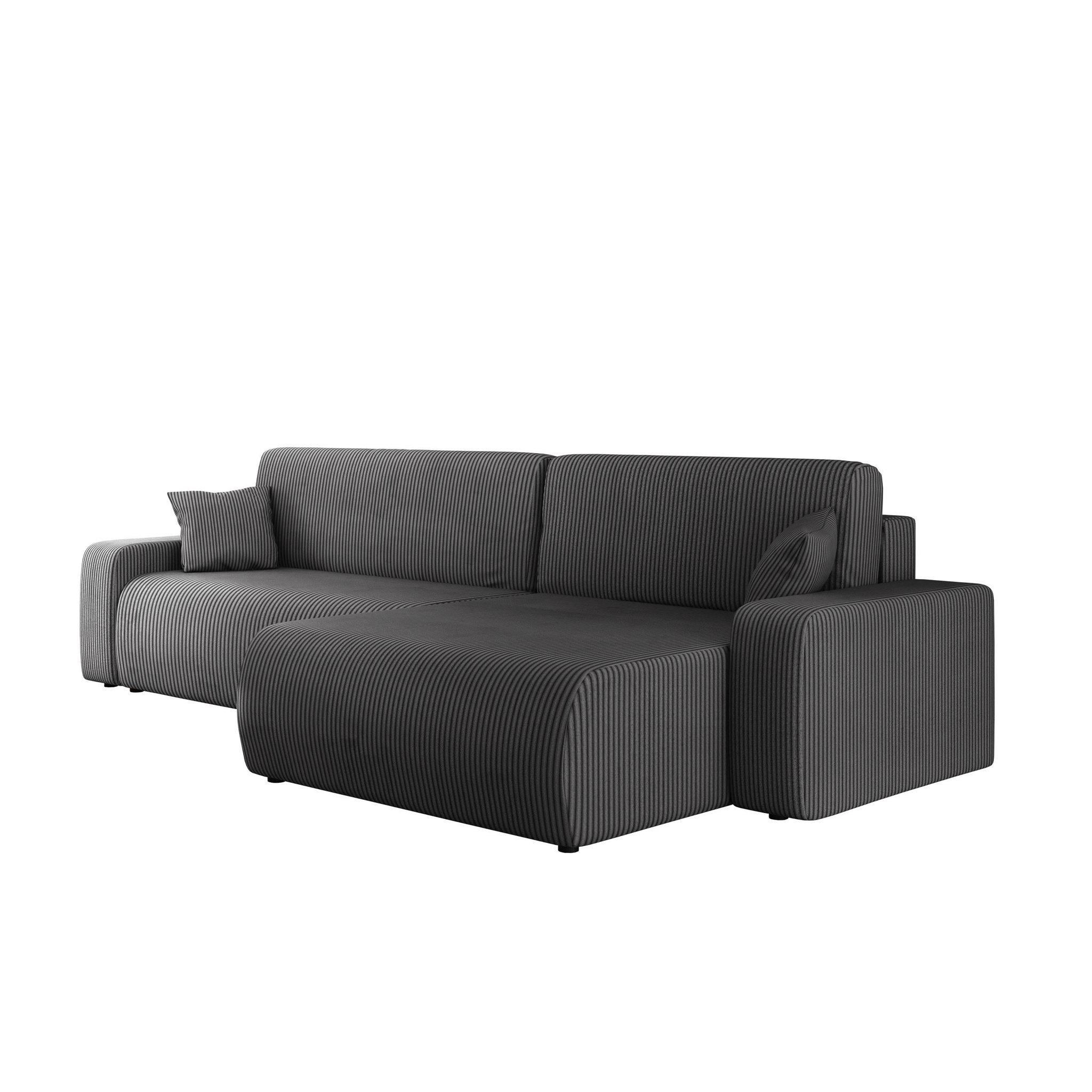 Voir la diapositive 6 : BEST MOBILIER Artemisa - canapé d'angle réversible 5 places convertible avec coffre en velours côtelé