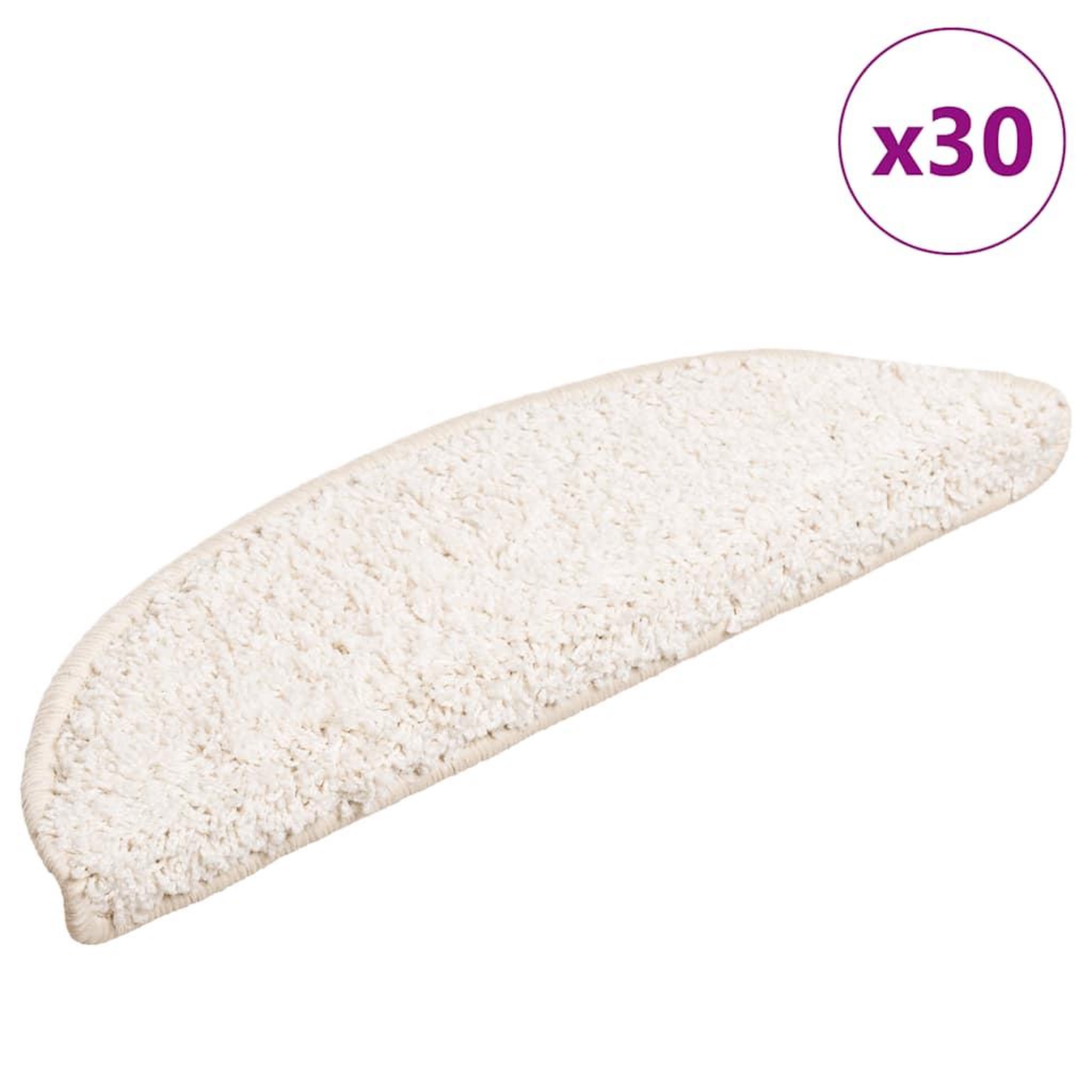 VIDAXL Tapis d'escalier 30 pcs blanc 56x17x3 cm