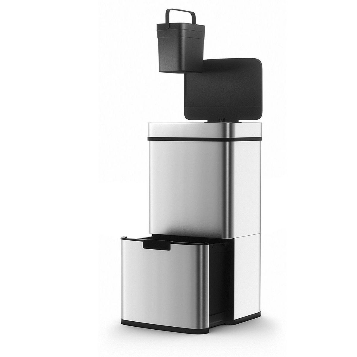Kitchen move Poubelle De Cuisine Automatique NARVIK Argent Acier inoxydable 75 L