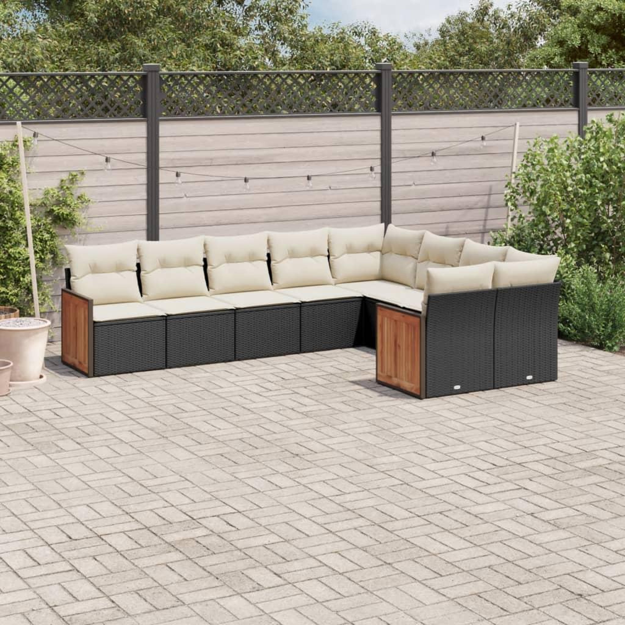 VIDAXL Salon de jardin 9 pcs avec coussins noir resine tressee