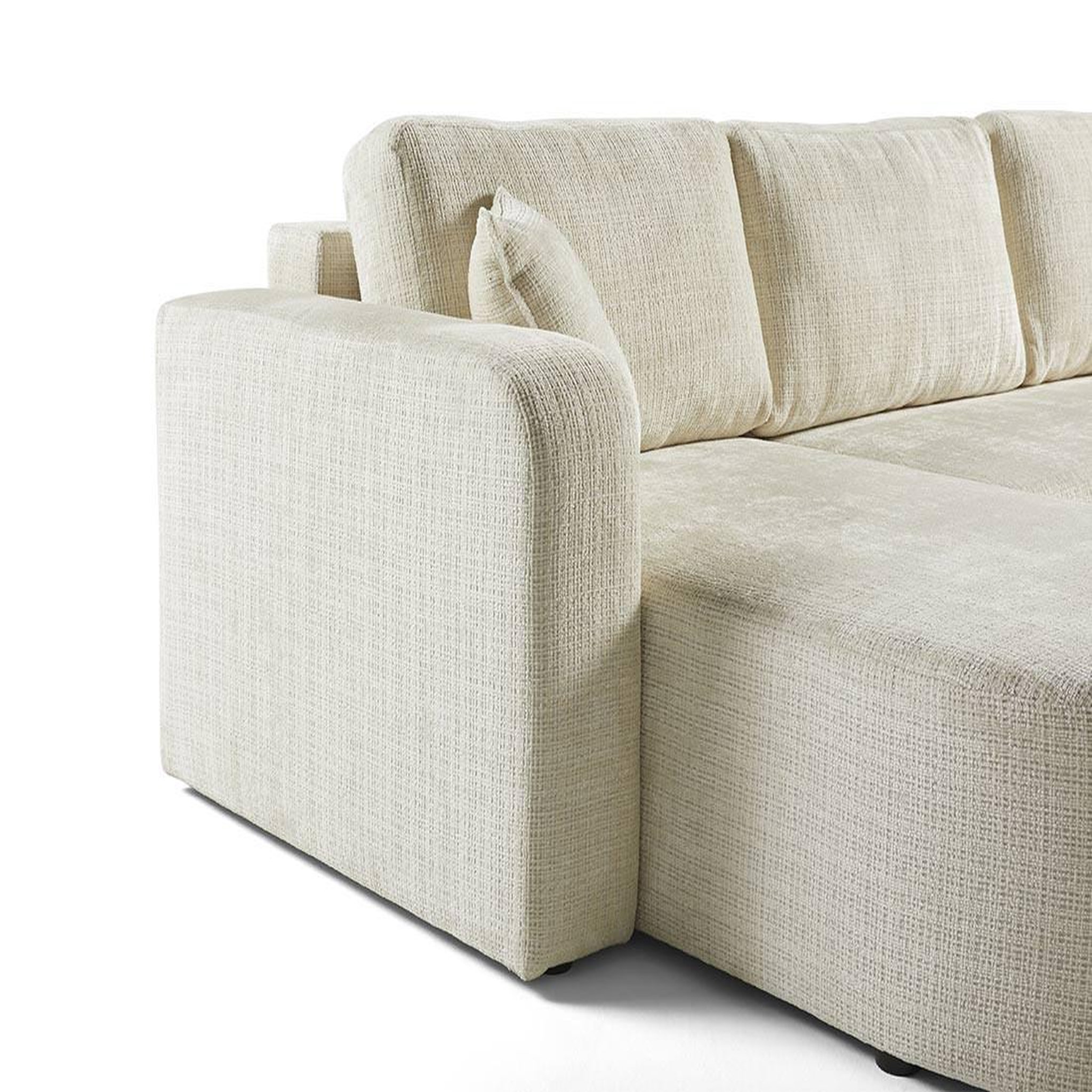 Voir la diapositive 5 : BEST MOBILIER Miro - canapé panoramique en u 7 places - convertible avec coffre - en velours texturé