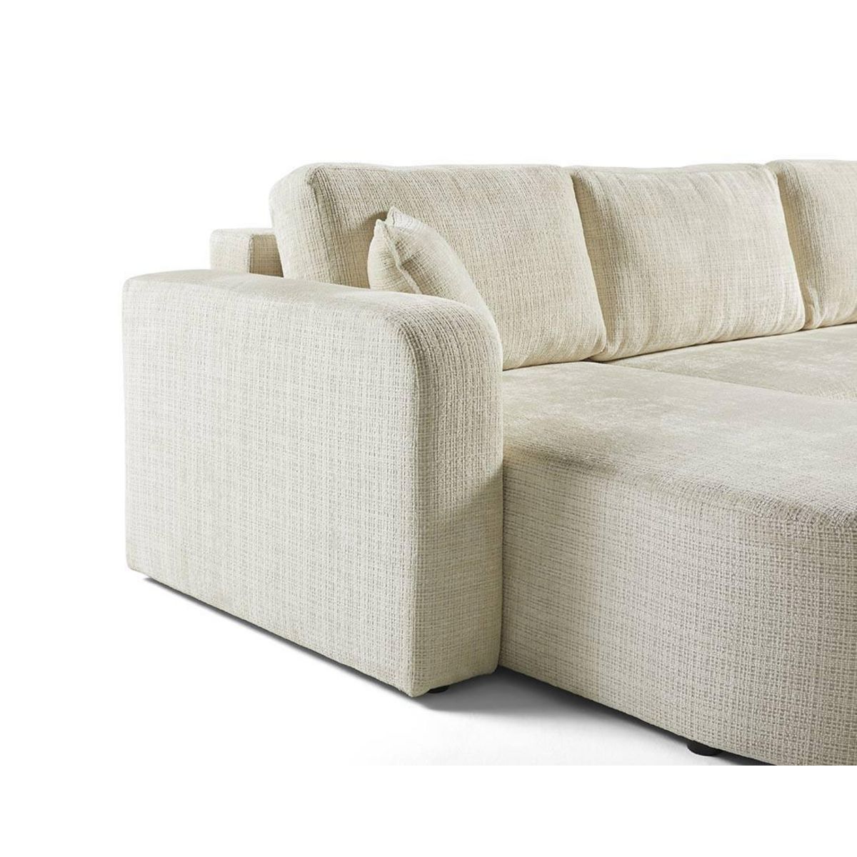 BEST MOBILIER Miro - canapé panoramique en u 7 places - convertible avec coffre - en velours texturé