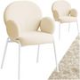 Voir la diapositive 1 : tectake Chaise rembourrée avec revêtement en tissu bouclette crème Lot de 2