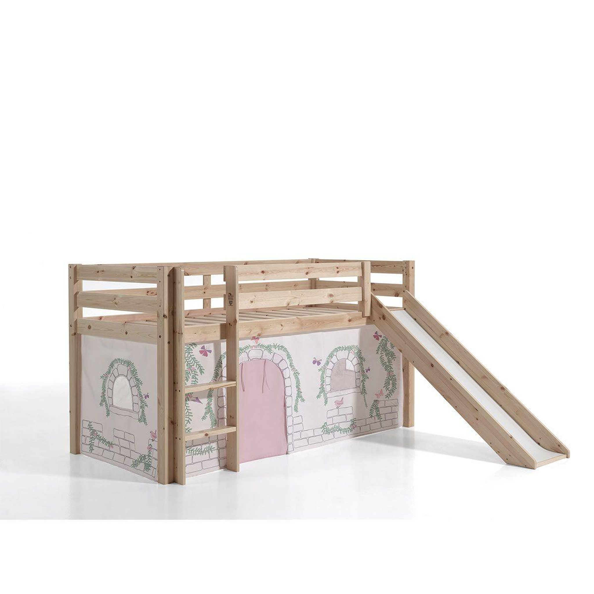 Voir la diapositive 2 : Paris Prix Pack - lit enfant toboggan & tente  pino birdy  naturel