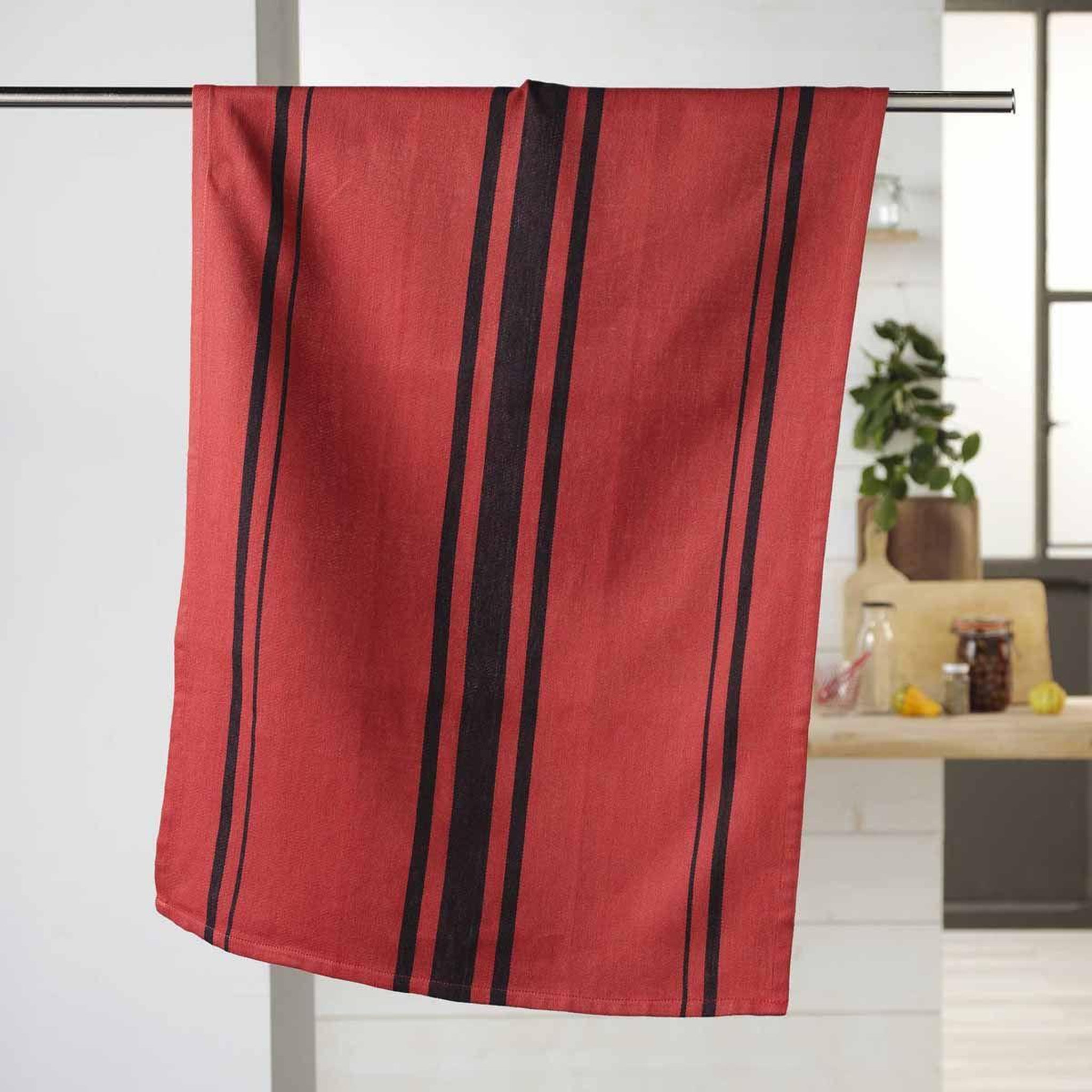 Voir la diapositive 2 : Douceur d'Intérieur Torchon en coton tissé  comptoir  50x70cm rouge