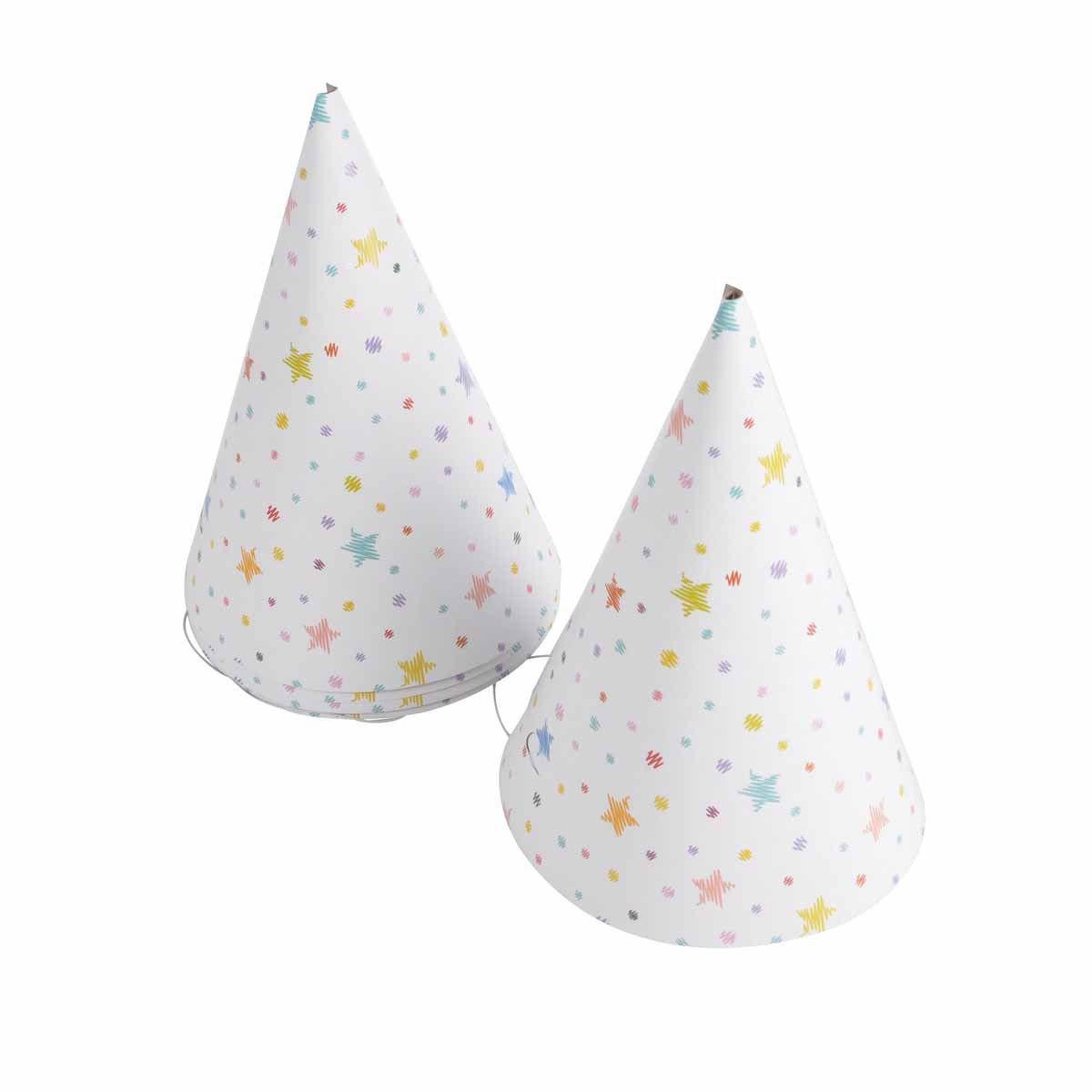 Voir la diapositive 1 : HOMEA Lot de 6 chapeaux d'anniversaire  coloré  16cm blanc