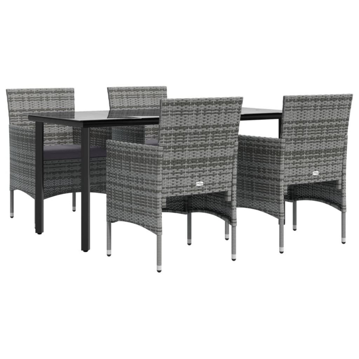 VIDAXL Ensemble a manger de jardin et coussins 5pcs Gris/noir