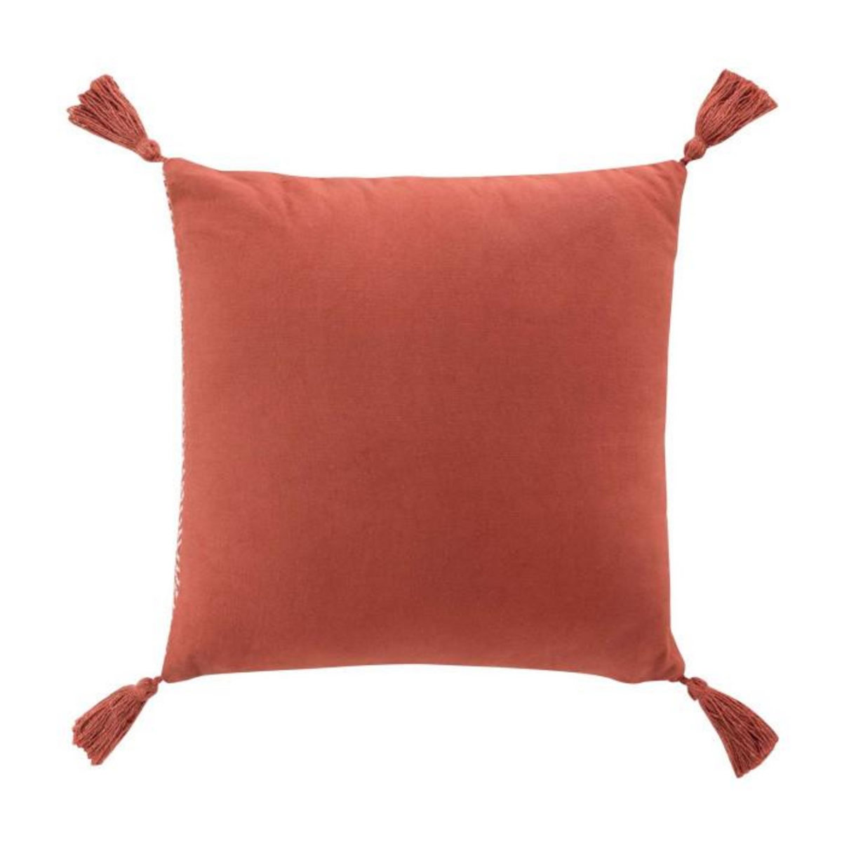 Paris Prix Coussin Tissé Pompons  Louisette  40x40cm Terracotta