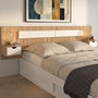 Voir la diapositive 2 : ID MARKET Tête de lit suspendue avec chevets SANTA pour lit 140, 160 et 180 cm bois et blanc