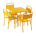 CONCEPT USINE Ensemble table de jardin carrée 70cm et 4 chaises jaune BERGAME