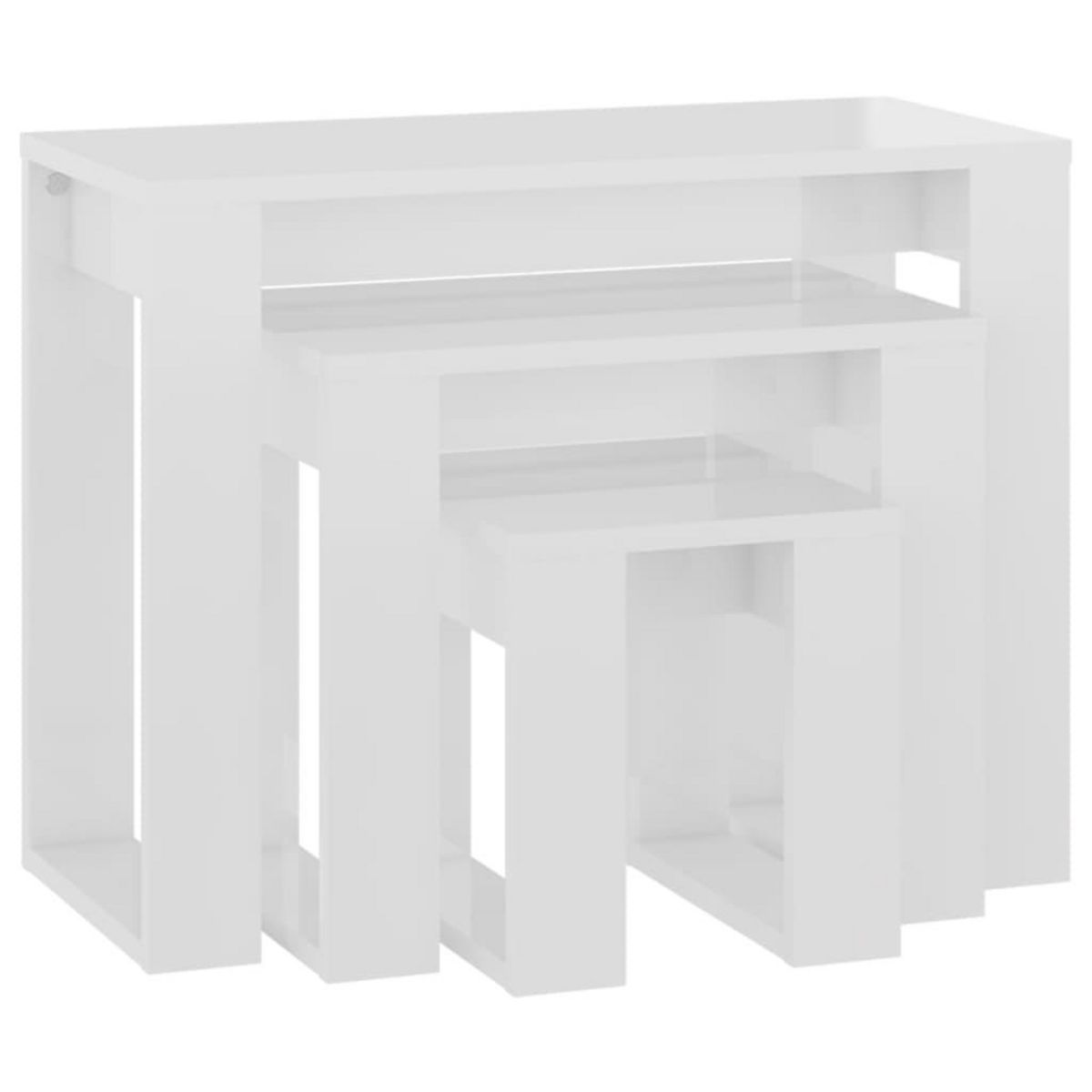 VIDAXL Tables gigognes 3 pcs Blanc brillant Bois d'ingenierie