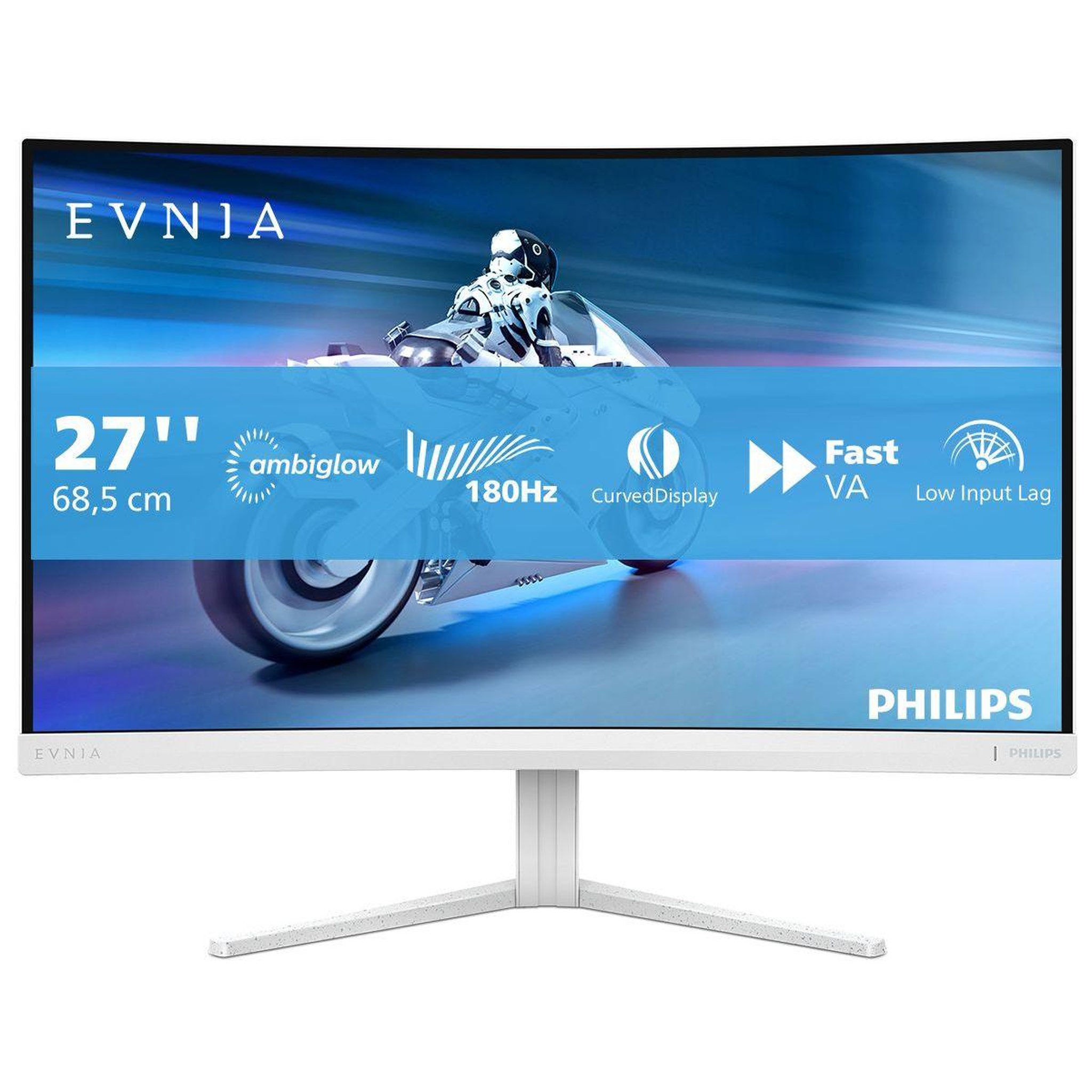 Philips Ecran pc gamer evnia 27m2c5201l 27  incurvé full hd 180hz rapid va hdr10 ambiglow