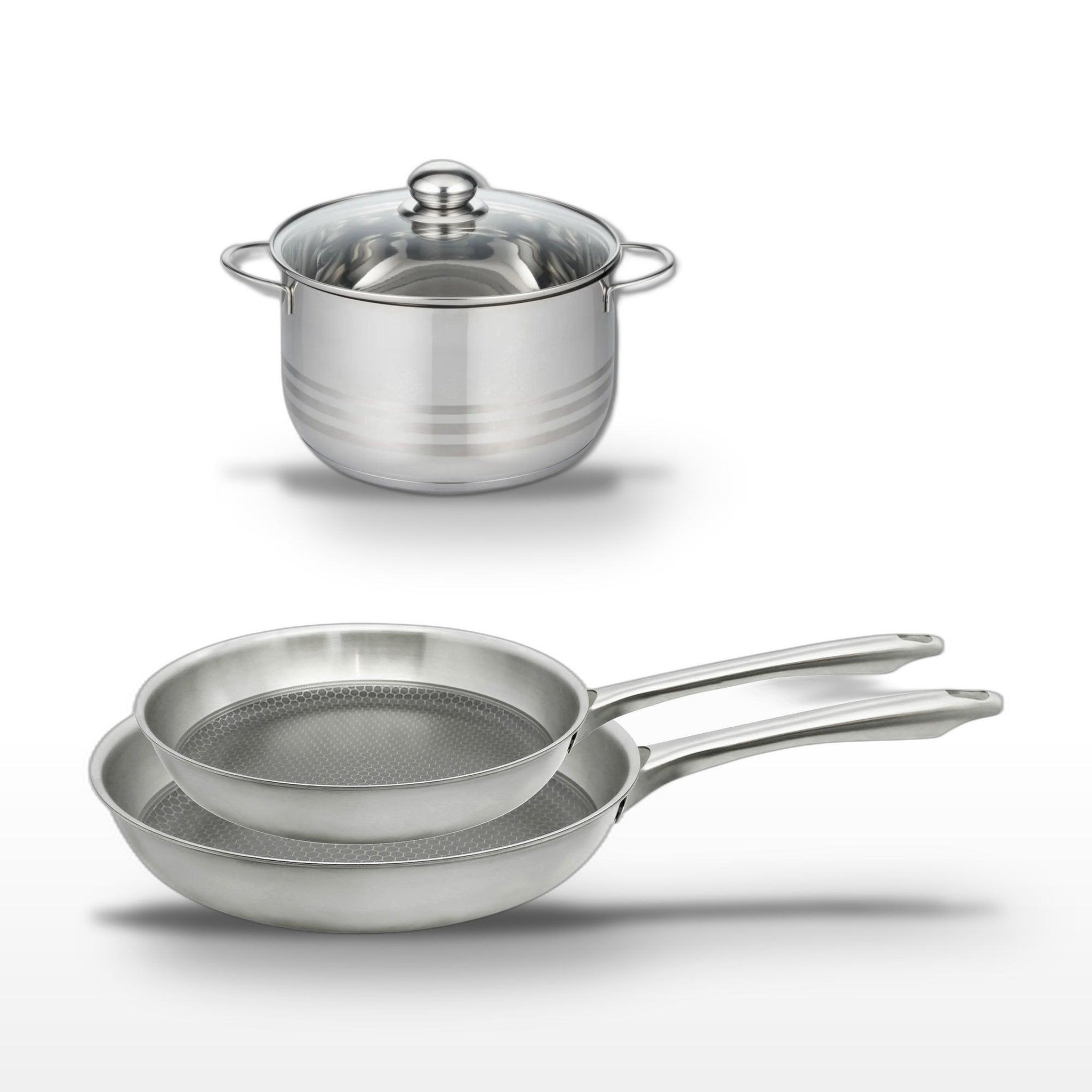 ELO Lot de 2 poêles 24/28 cm et faitout 20 cm elo relief passion