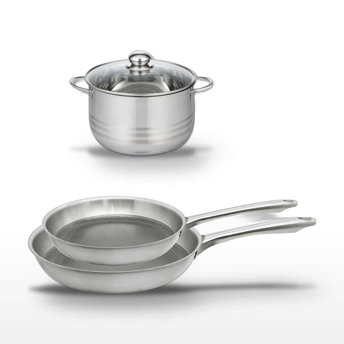 ELO Lot de 2 poêles 24/28 cm et faitout 20 cm Elo Relief Passion
