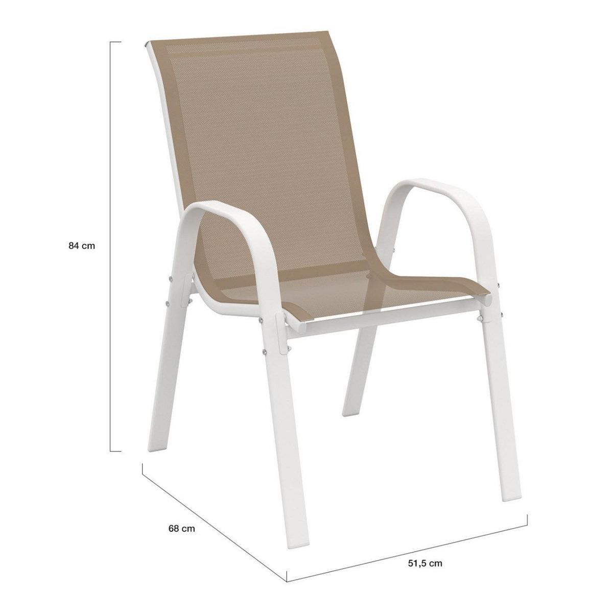 ID MARKET Salon de jardin MADRID table 240 CM et 10 chaises empilables blanc et beige