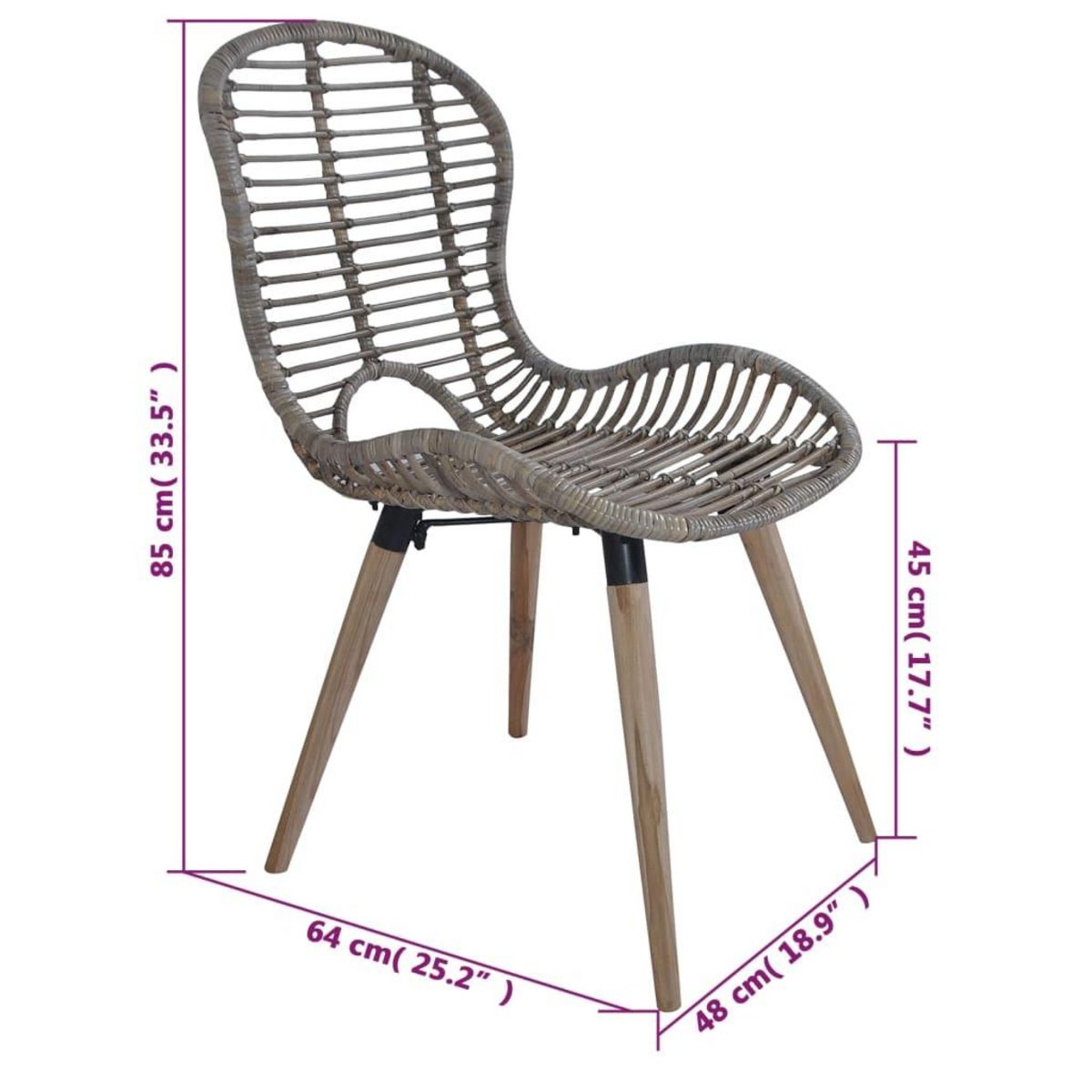 VIDAXL Chaises a manger lot de 4 marron rotin naturel