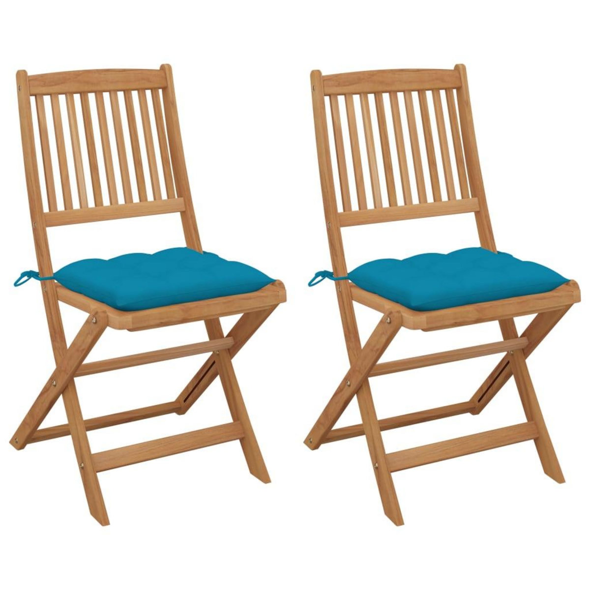 VIDAXL Chaises pliables de jardin lot de 2 avec coussins Bois d'acacia