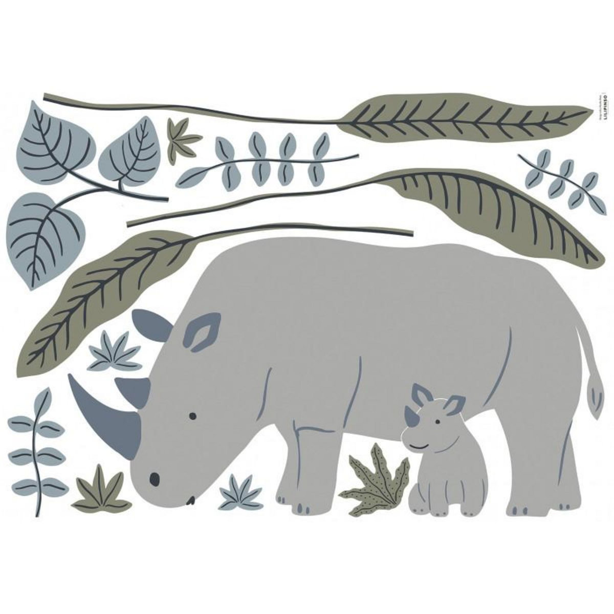 Lilipinso Sticker Lilipinso les Rhinos 64 x 40 cm