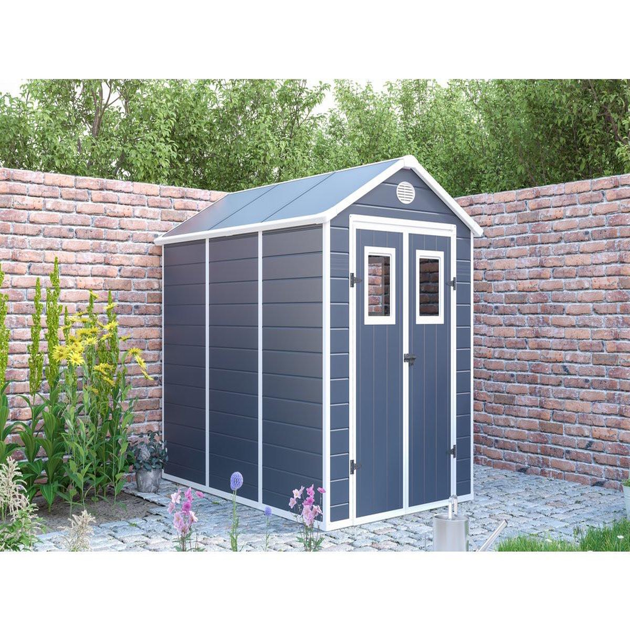 Voir la diapositive 2 : Habitat et Jardin Abri de jardin résine  texas  - 5.23 m² - kit d'ancrage inclus  - anthracite
