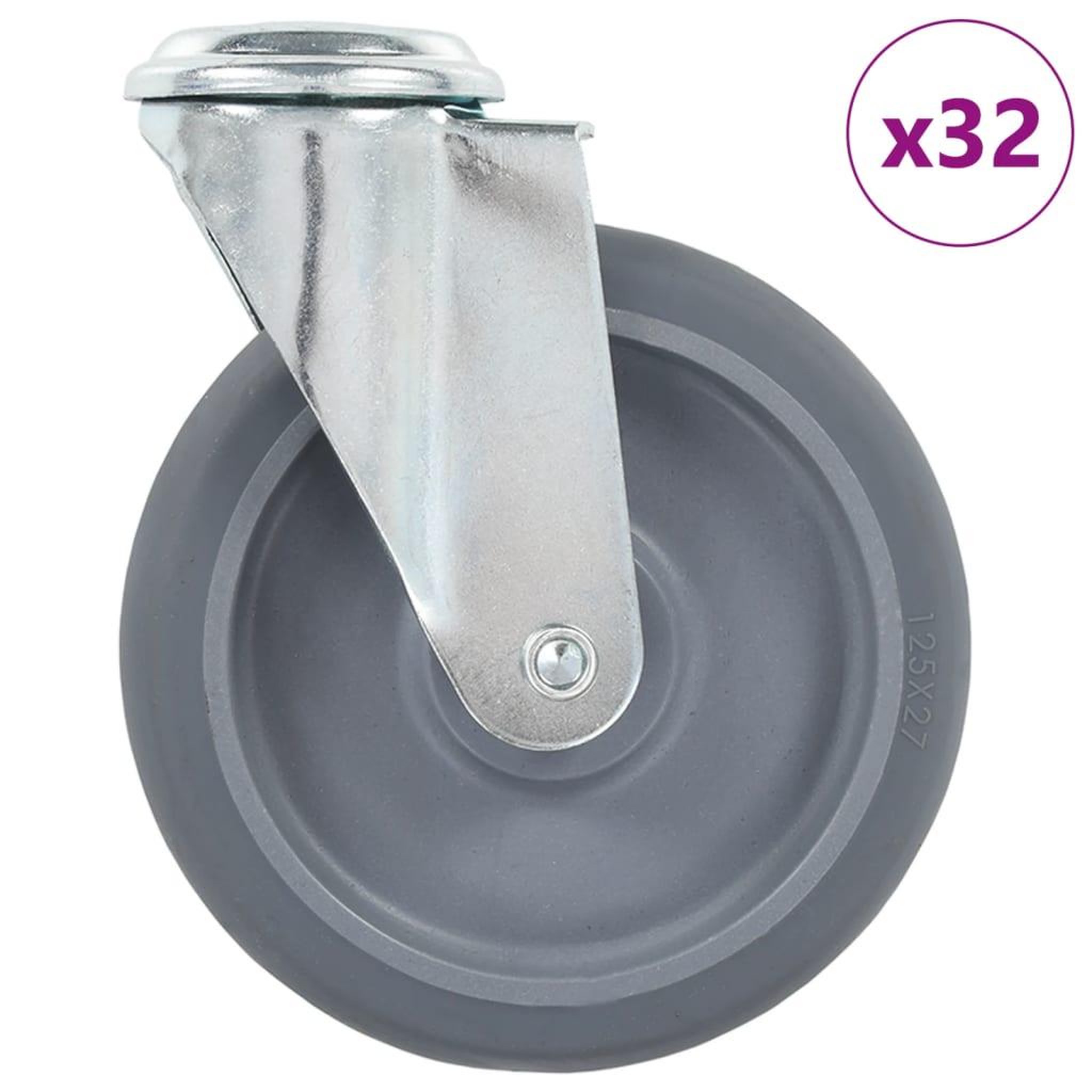 VIDAXL 32 pcs Roulettes pivotantes a trou de boulon 125 mm